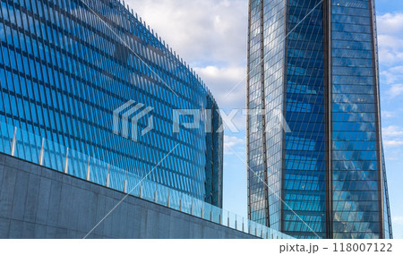 modern architecture, facade elements of contemporary buildings against the sky modern architecture, facade elements of contemporary buildings against the sky 118007122