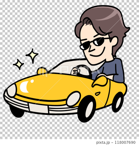 夢だったスポーツカーに乗るサングラス男 118007690