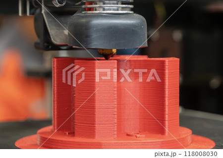 Close up scene the additive manufacturing by 3D printer machine. 118008030