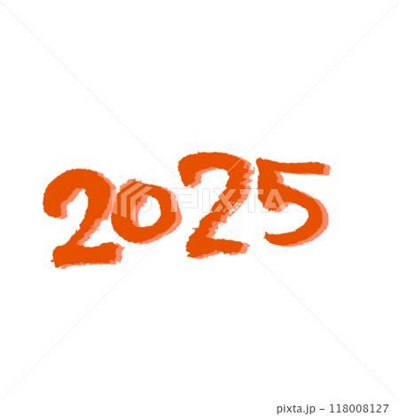 2025ほっこり手書き文字 立体影付き 朱色 2025ほっこり手書き文字 立体影付き 朱色 118008127