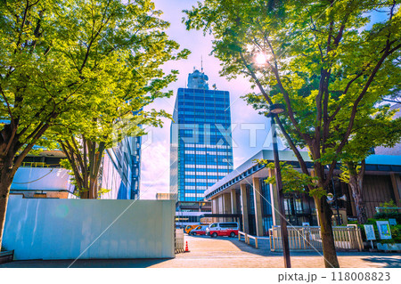 日本の東京都市景観 渋谷区神南のNHK放送センター本館などを望む＝8月1日 118008823