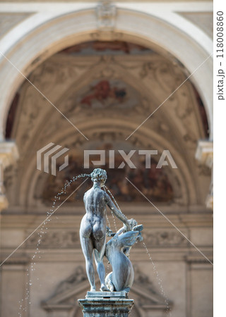 Artistic sculptures in the Waldstein Garden in Mala Strana district, Prague, capital of Czech Republic 118008860