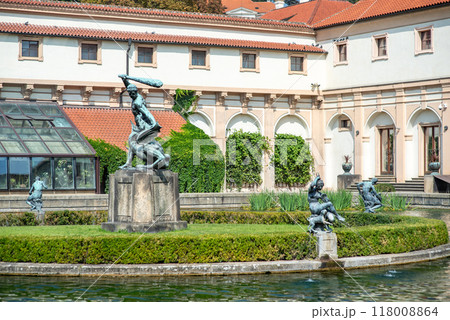 Waldstein Garden and baroque Wallenstein Palace that houses the Senate of the Czech Republic, in Mala Strana district, Prague, Czechia 118008864