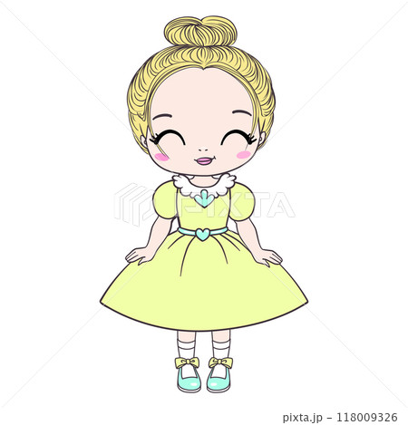 cute girl vector design.T-shirt print.Book illustrations for children.Romantic hand drawing poster. 118009326