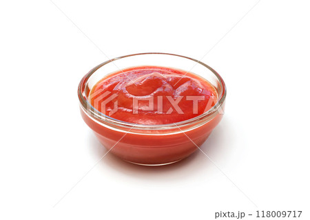 Bowl of ketchup or tomato sauce isolated on white background 118009717