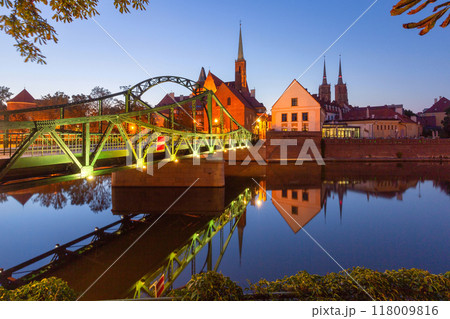 Tumski Bridge and Cathedral Reflection, Wroclaw, Poland Tumski Bridge and Cathedral Reflection, Wroclaw, Poland 118009816