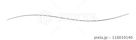 ゆるやかなウェーブが美しい手書きの横長の黒い線 - シンプルでおしゃれなデザイン素材 118010140