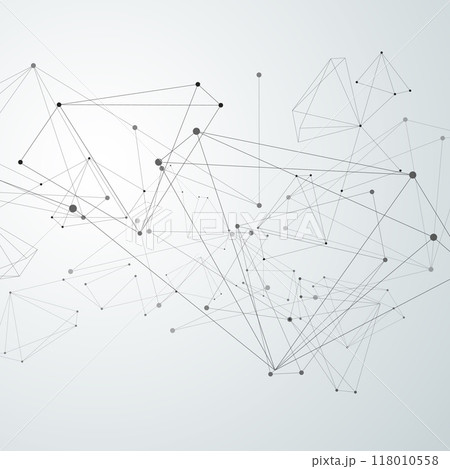 Geometric concept structure network. Abstract polygonal with connecting dots and lines. Global connect element. Data polygonal vector 118010558
