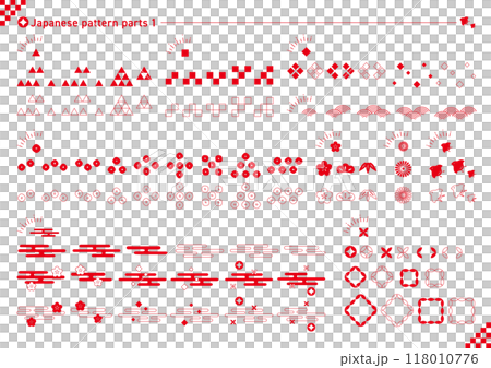 Japanese pattern parts set_1_Red Japanese pattern parts set_1_Red 118010776