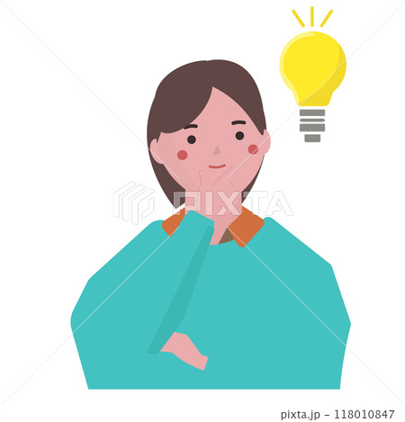 アイデアをひらめく若い女性。ベクターイラスト アイデアをひらめく若い女性。ベクターイラスト 118010847