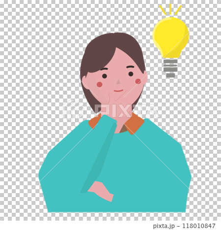アイデアをひらめく若い女性。ベクターイラスト アイデアをひらめく若い女性。ベクターイラスト 118010847
