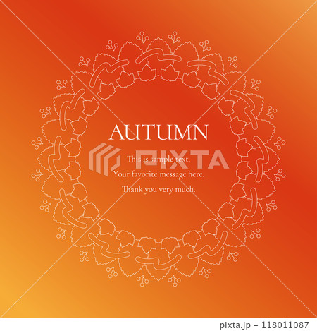 紅葉やイチョウ、木の実をモチーフにした秋の飾り枠。高級感のある囲みのデザイン 118011087