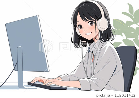 にこやかに応対するオペレータ女性_3 にこやかに応対するオペレータ女性_3 118011412