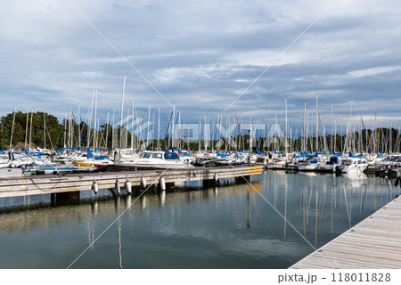 Boats docking in the channel . Boats docking in the channel . 118011828