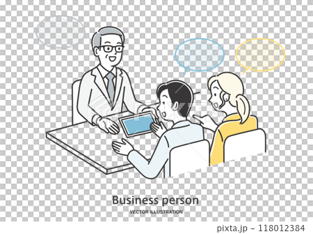 男性のアドバイザーに相談する若い夫婦 118012384