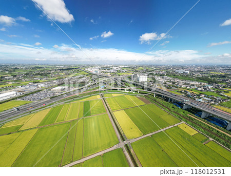 「埼玉県」久喜白岡ジャンクションの空撮　秋 118012531