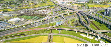 「埼玉県」久喜白岡ジャンクションの空撮　秋 118012537
