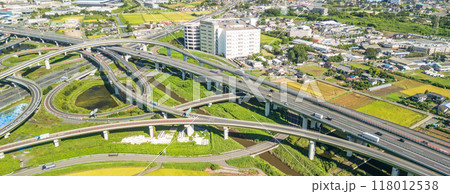 「埼玉県」久喜白岡ジャンクションの空撮　秋 118012538