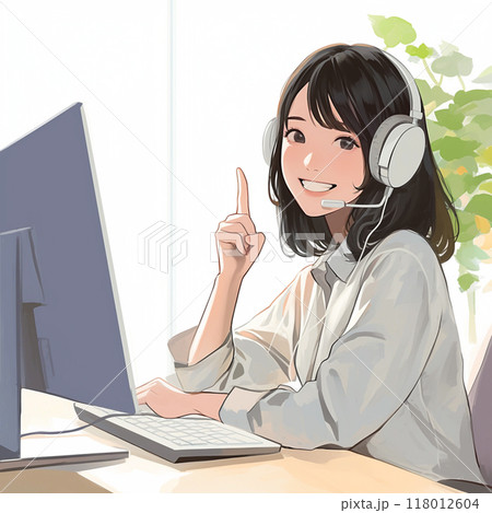 ワンポイントのポーズのオペレータ女性_5 ワンポイントのポーズのオペレータ女性_5 118012604