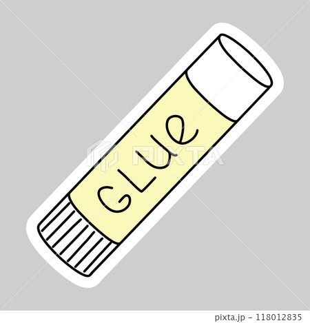 Sticker with glue stick tube, doodle style vector Sticker with glue stick tube, doodle style vector 118012835