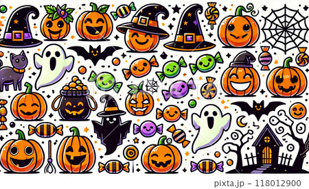 ハロウィーンなみなみおばけ模様そのシームレスパターン 118012900