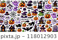 ハロウィーン素材おばけお菓子や猫、コウモリ 118012903