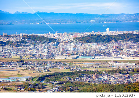 大分市街地と別府湾、国東半島の眺望 118012937