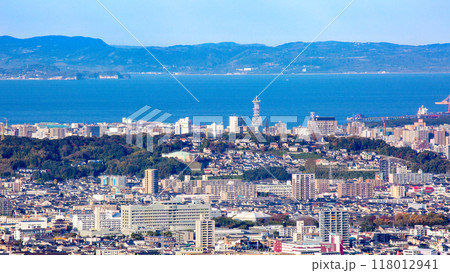 大分市街地と別府湾、国東半島の眺望 118012941