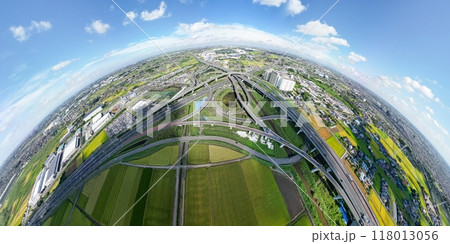 「埼玉県」ドローンで久喜白岡ジャンクション付近を360度撮影 118013056