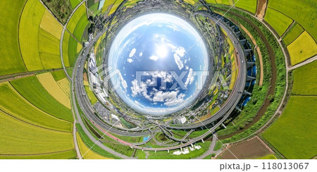 「埼玉県」ドローンで久喜白岡ジャンクション付近を360度撮影 118013067