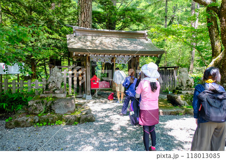穂高神社に参拝する人々 118013085