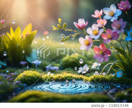 水滴と花 118013146