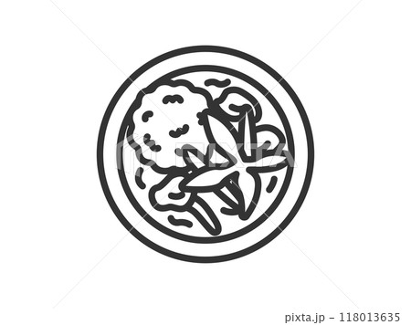 グリーンカレーのアイコン(線画)のイラスト グリーンカレーのアイコン(線画)のイラスト 118013635