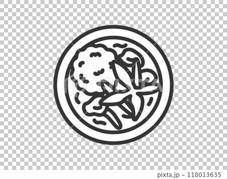 グリーンカレーのアイコン(線画)のイラスト グリーンカレーのアイコン(線画)のイラスト 118013635