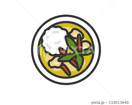 グリーンカレーのアイコン(線画カラー)のイラスト グリーンカレーのアイコン(線画カラー)のイラスト 118013640