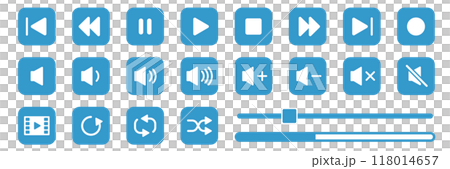 Set of video and music playback operation button icons 118014657
