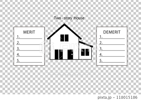 Illustration comparing the advantages and disadvantages of two-story houses 118015186