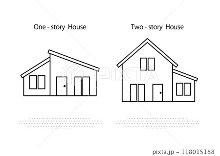 平屋住宅と二階建て住宅を紹介するイメージイラスト 118015188