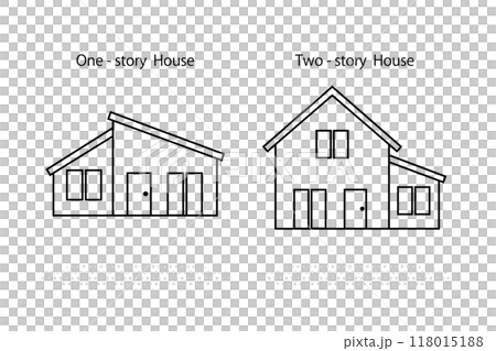 平屋住宅と二階建て住宅を紹介するイメージイラスト 118015188