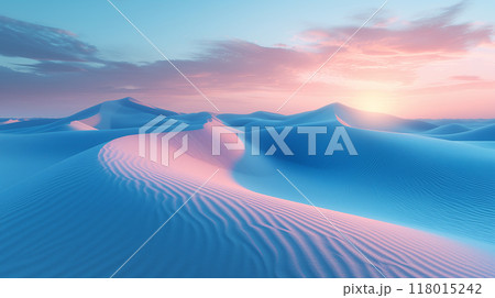 幻想的な青色の砂漠　AI生成画像 118015242