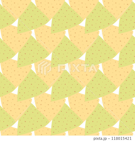 Spinach and Corn Nachos Seamless pattern in trendy soft yellow and green. Mexican food background Spinach and Corn Nachos Seamless pattern in trendy soft yellow and green. Mexican food background 118015421