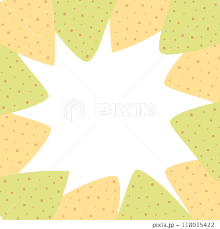 Spinach and corn Mexican Nachos Square frame border with copyspace. Inscription Template Isolated Spinach and corn Mexican Nachos Square frame border with copyspace. Inscription Template Isolated 118015422