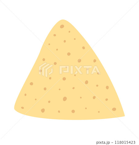 Nacho tortilla chips of corn flour in trendy soft shades in cartoon style Isolated. Mexican food 118015423