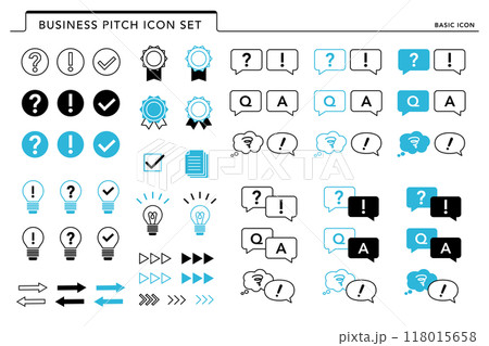ビジネス　プレゼンテーション　ピッチ　アイコン　ブルー 118015658