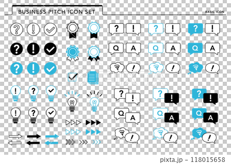 ビジネス　プレゼンテーション　ピッチ　アイコン　ブルー 118015658