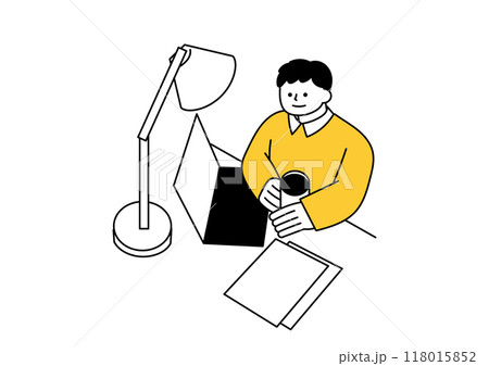 オフィスで仕事をしている男性のイラスト 118015852