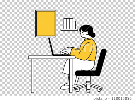 Illustration of a woman working in the office 118015856