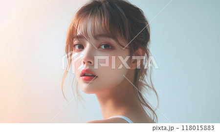 美肌の若くて綺麗な日本人女性モデルの美容ポートレート 118015883