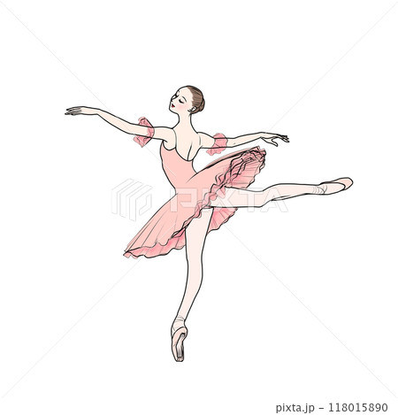 ピンクのチュチュで踊るバレリーナ 118015890