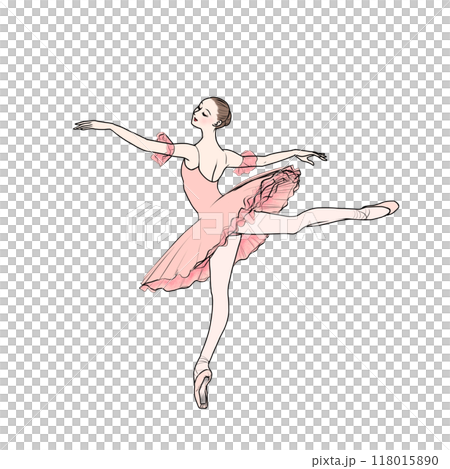 芭蕾舞者穿著粉紅芭蕾舞短裙跳舞 118015890